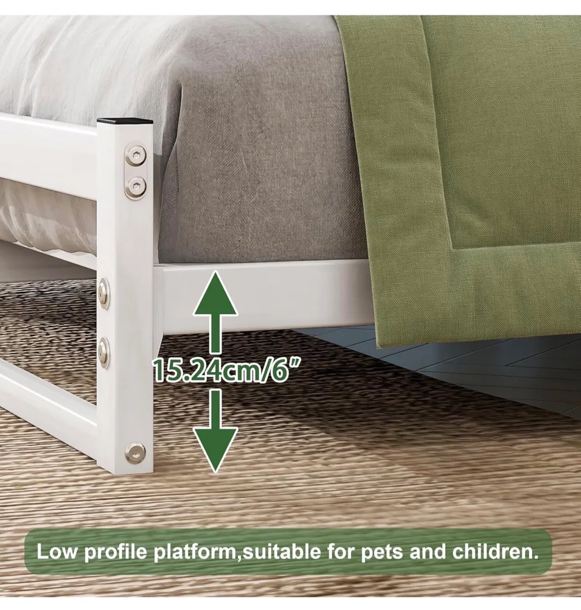 King Size Bed Frame,Metal Platform Low Bed Frame - Image 3