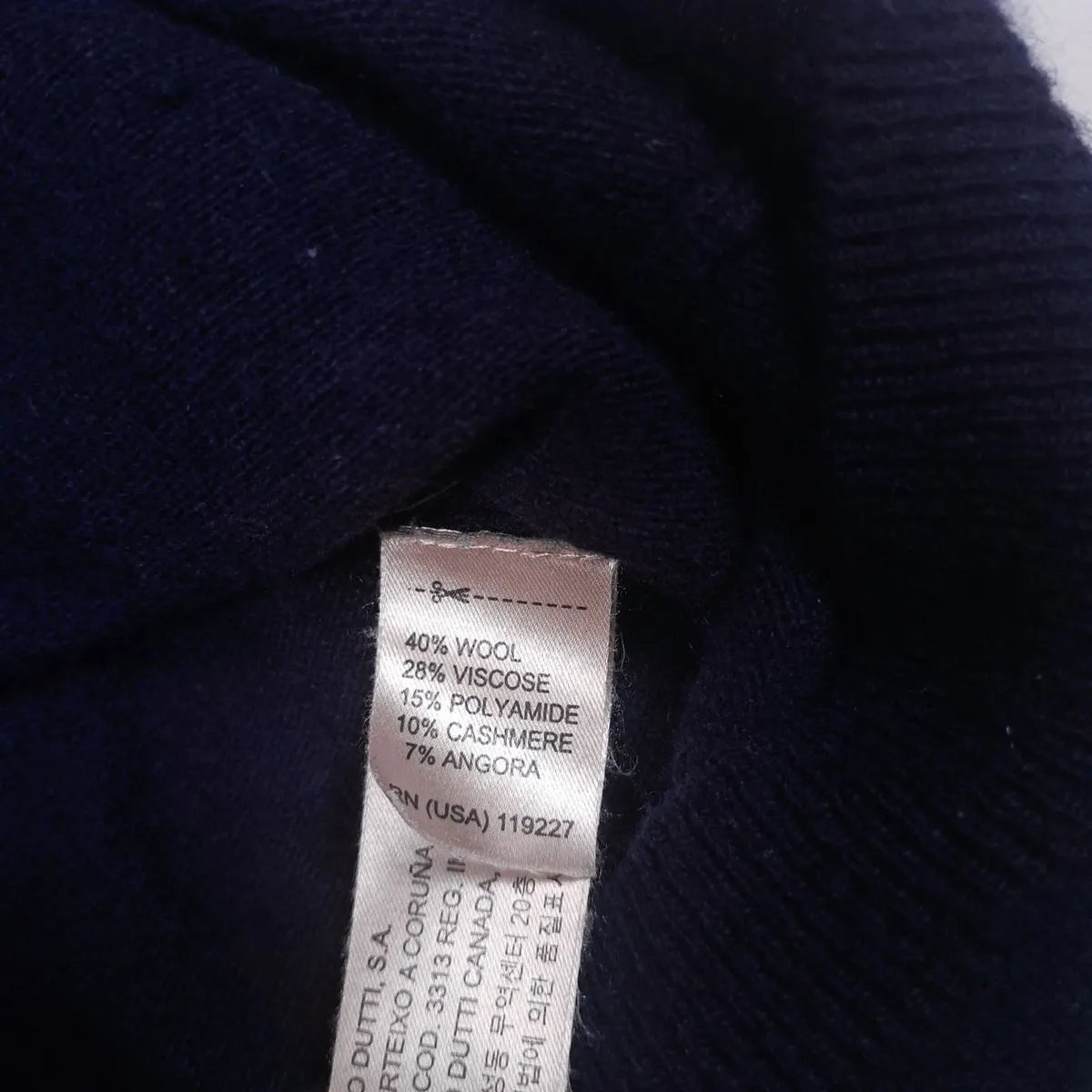 Massimo Dutti Navy Blue Shawl Collar Knit Dress M - Image 4