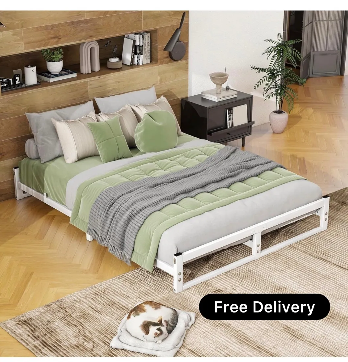 King Size Bed Frame,Metal Platform Low Bed Frame - Image 1