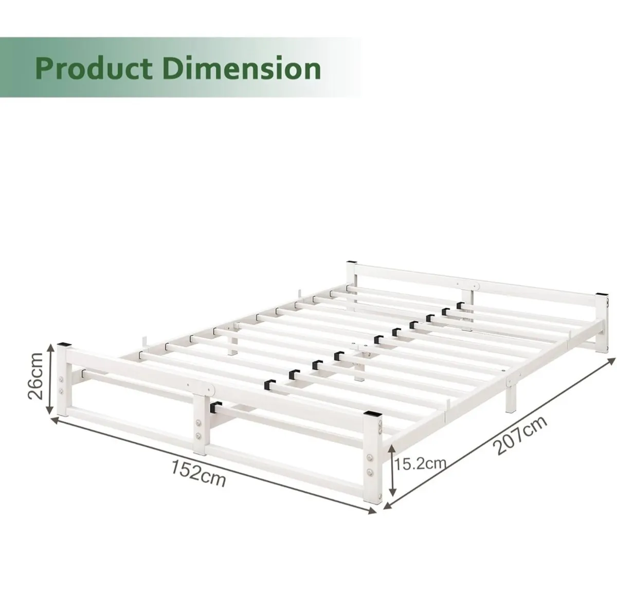 King Size Bed Frame,Metal Platform Low Bed Frame - Image 3