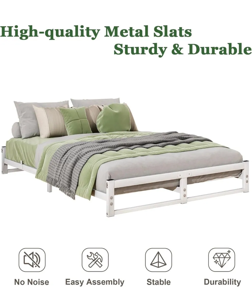 King Size Bed Frame,Metal Platform Low Bed Frame - Image 4