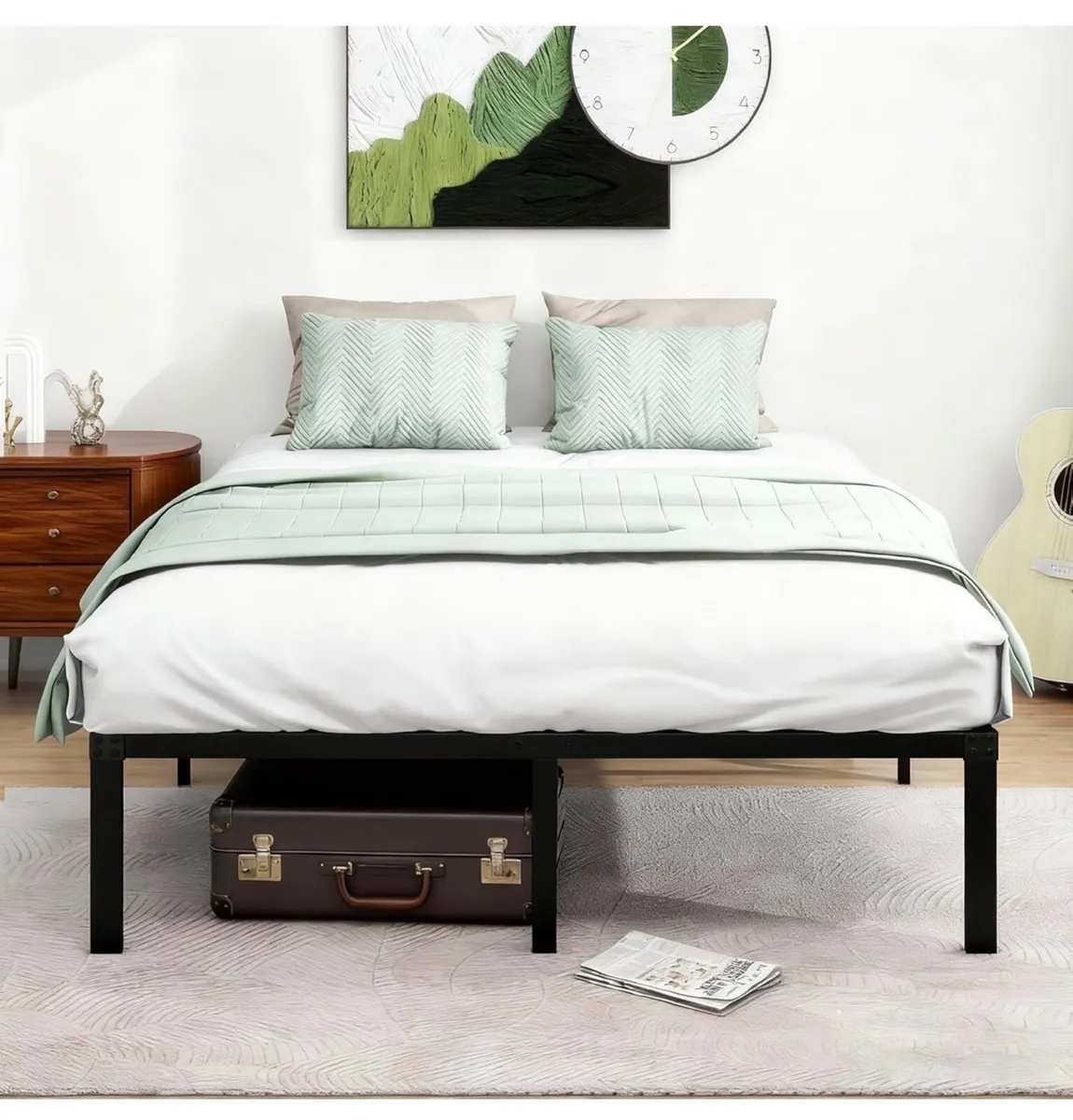 King Size Bed Frame, 36cm High Metal Platform Bed - Image 4