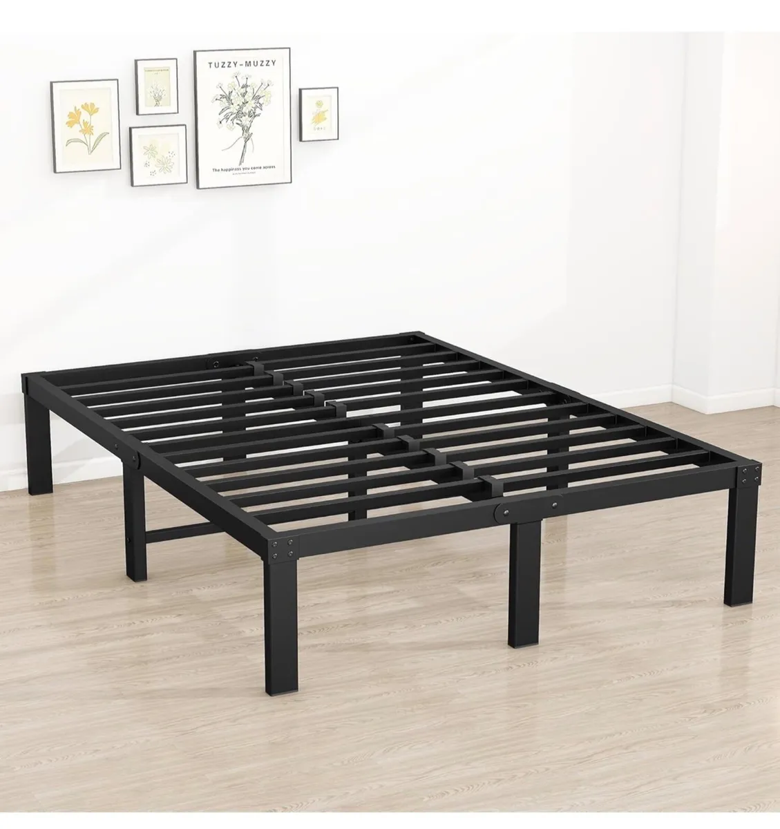 King Size Bed Frame, 36cm High Metal Platform Bed - Image 1