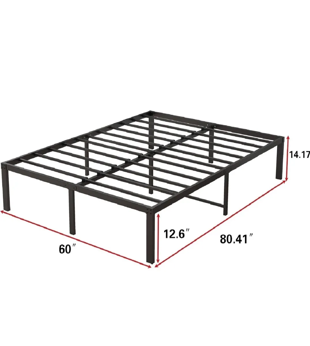 King Size Bed Frame, 36cm High Metal Platform Bed - Image 2