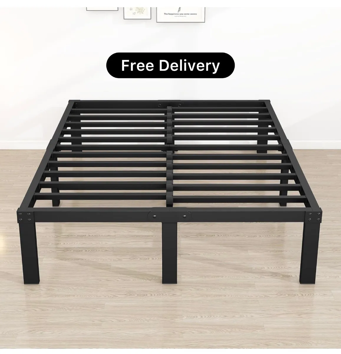 King Size Bed Frame, 36cm High Metal Platform Bed - Image 1