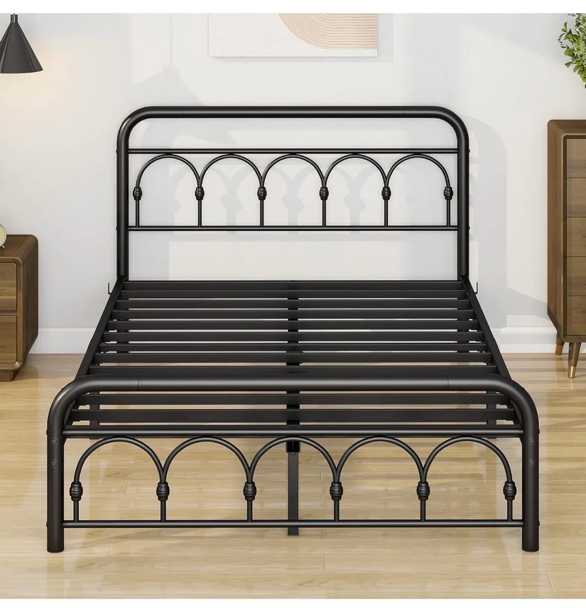 4ft6 Double Bed Frame with High Headboard and Foot - Image 3