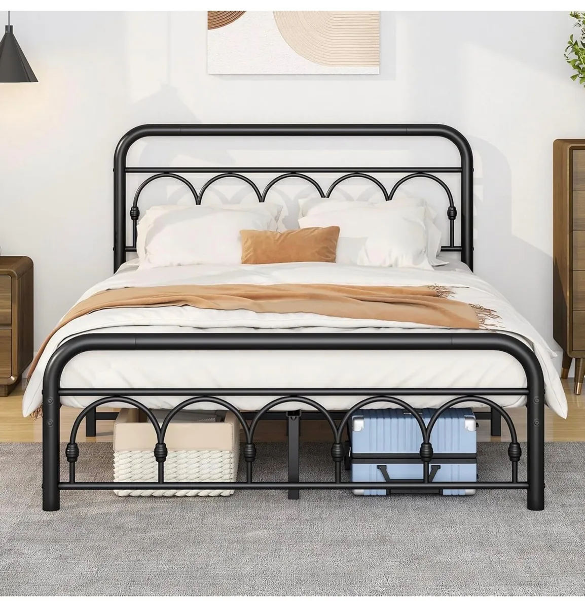 4ft6 Double Bed Frame with High Headboard and Foot - Image 3