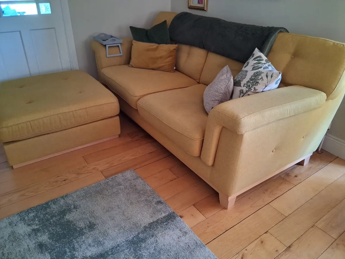 Two 3 seater couches and foot stool - Image 2