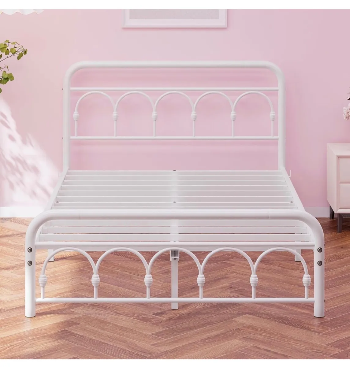 4ft6 Double Bed Frame with High Headboard and Foot - Image 2