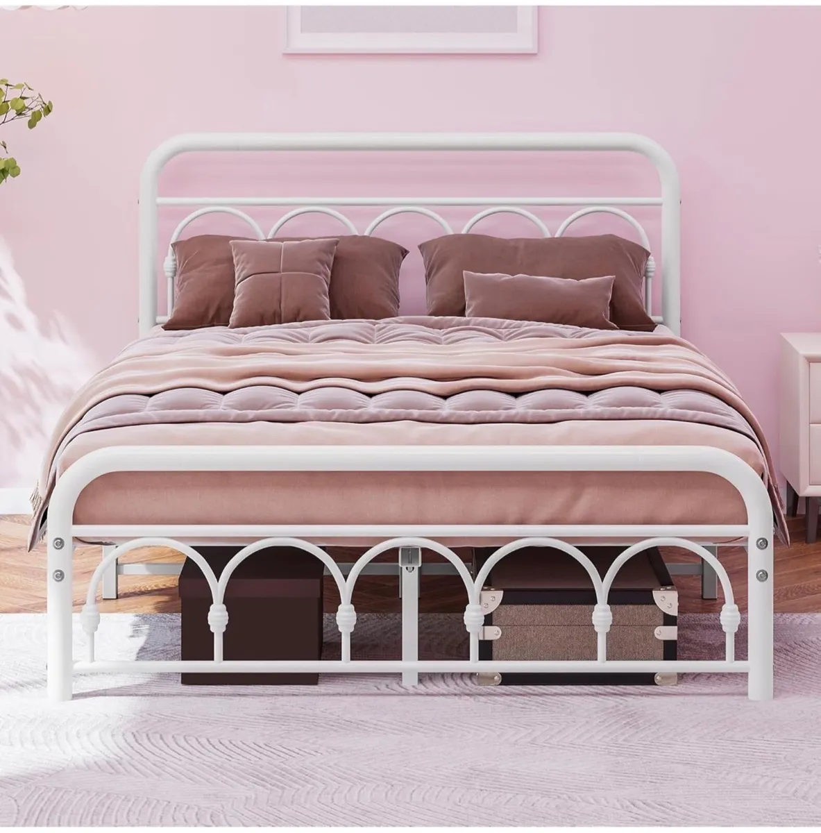 4ft6 Double Bed Frame with High Headboard and Foot - Image 3