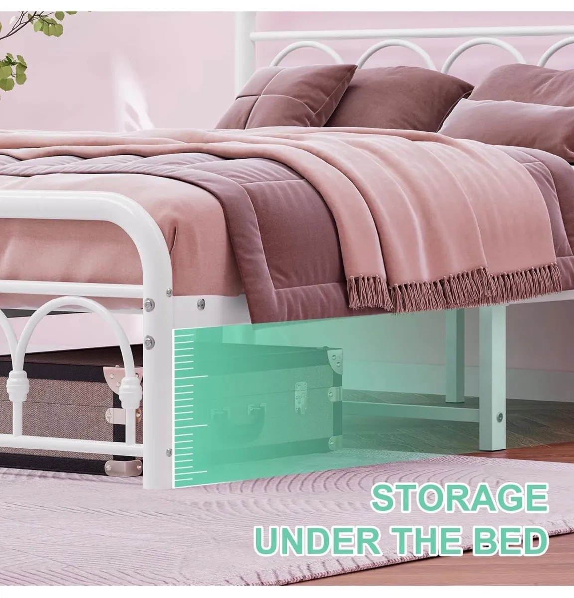 4ft6 Double Bed Frame with High Headboard and Foot - Image 4