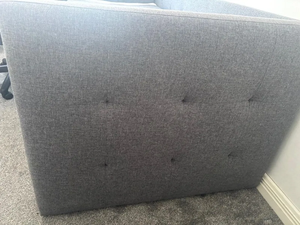 Grey Upholstered Daybed with Trundle and Mattresses - Image 3