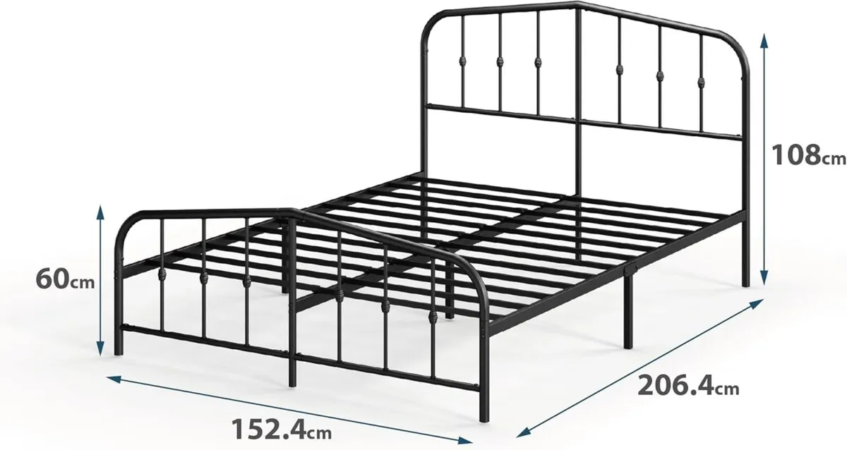 30 cm Heidi Metal Platform Bed Frame with Spindle - Image 2