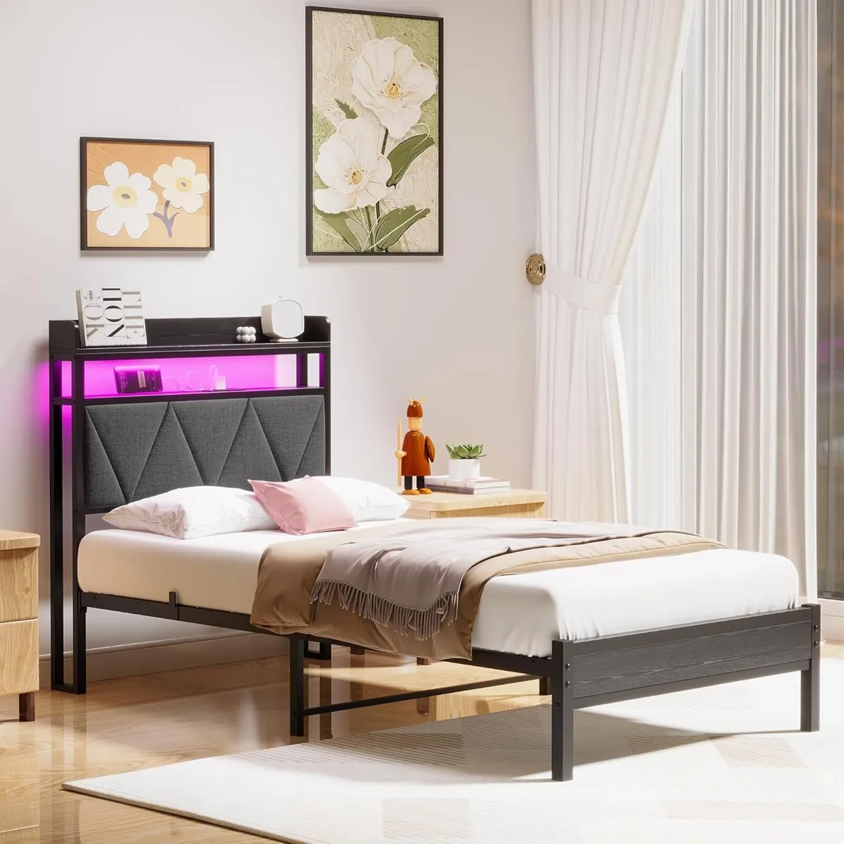 Single Bed Frames with 3ft Upholstered Wooden - Image 2