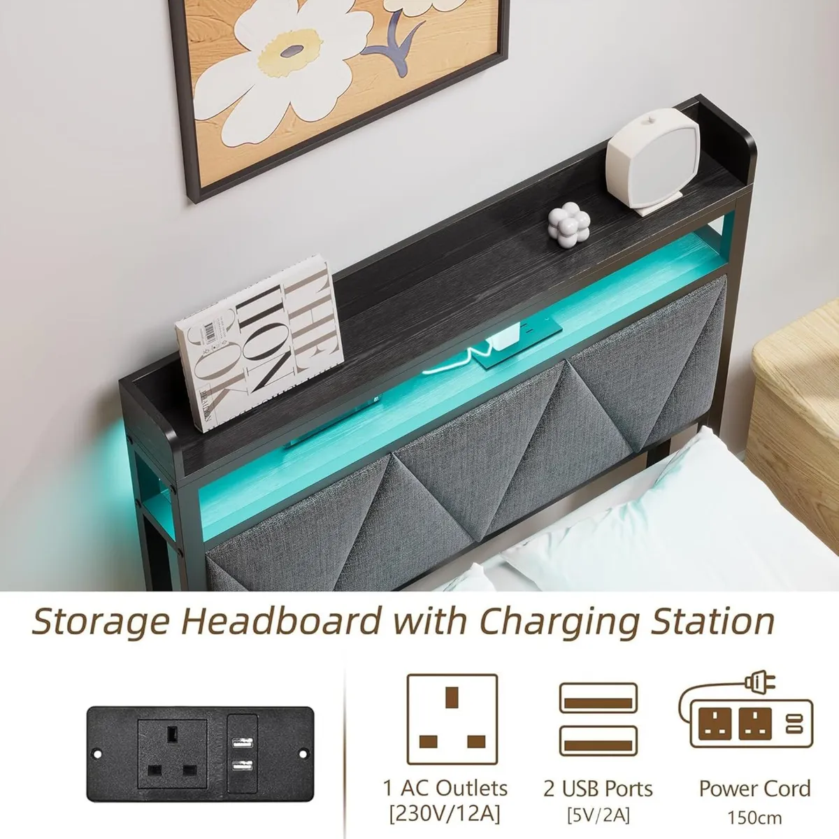 Single Bed Frames with 3ft Upholstered Wooden - Image 4