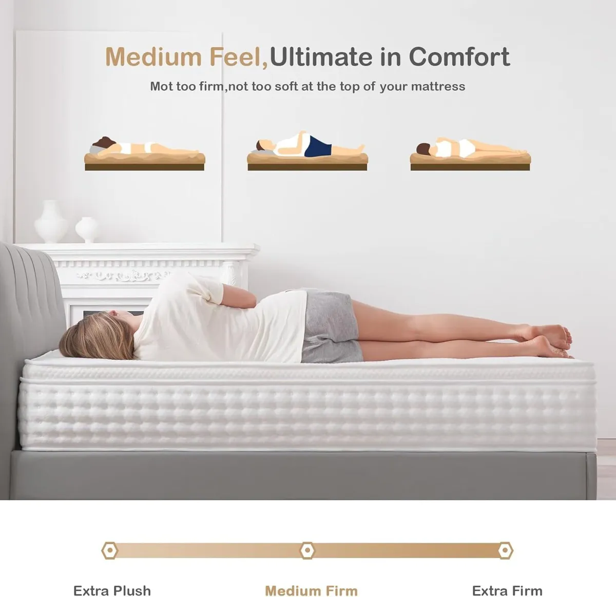 Double Mattress 10.2 INCH Hybrid Memory Foam and - Image 3