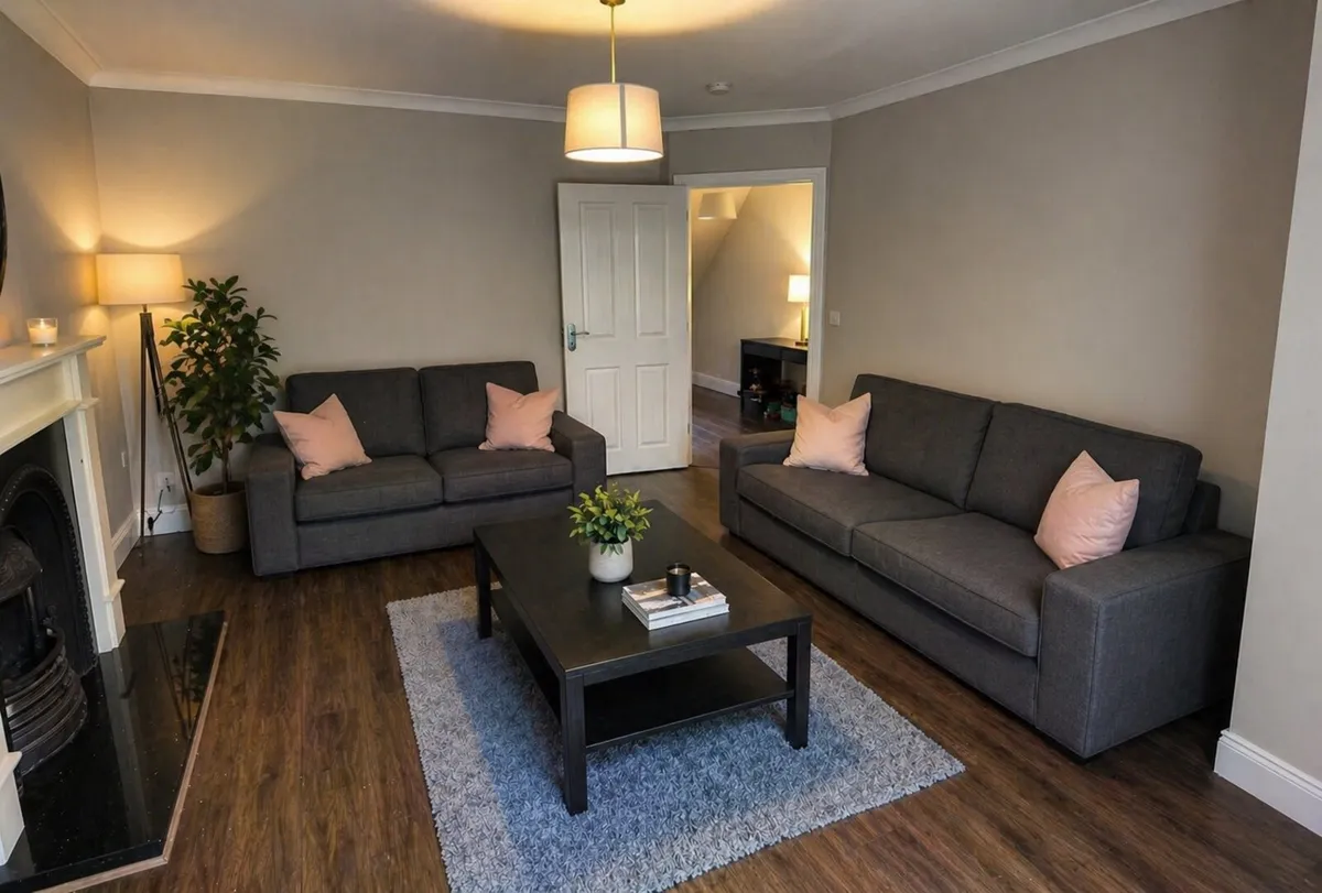 Sofa Set 2 & 3 Seater Grey Excellent Condition - Image 1