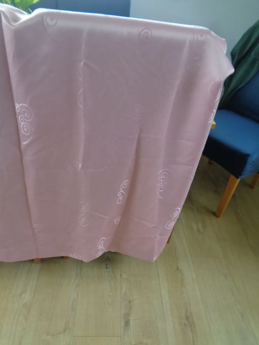 Pair of Pink Lined Curtains for Sale - Image 1