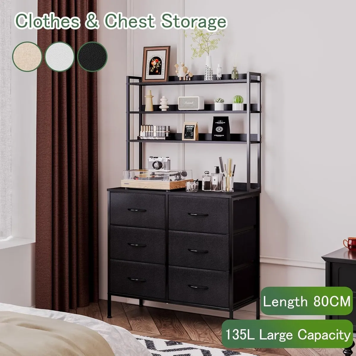 Chest of Drawers Fabric Dresser with 6 Tall Open - Image 4