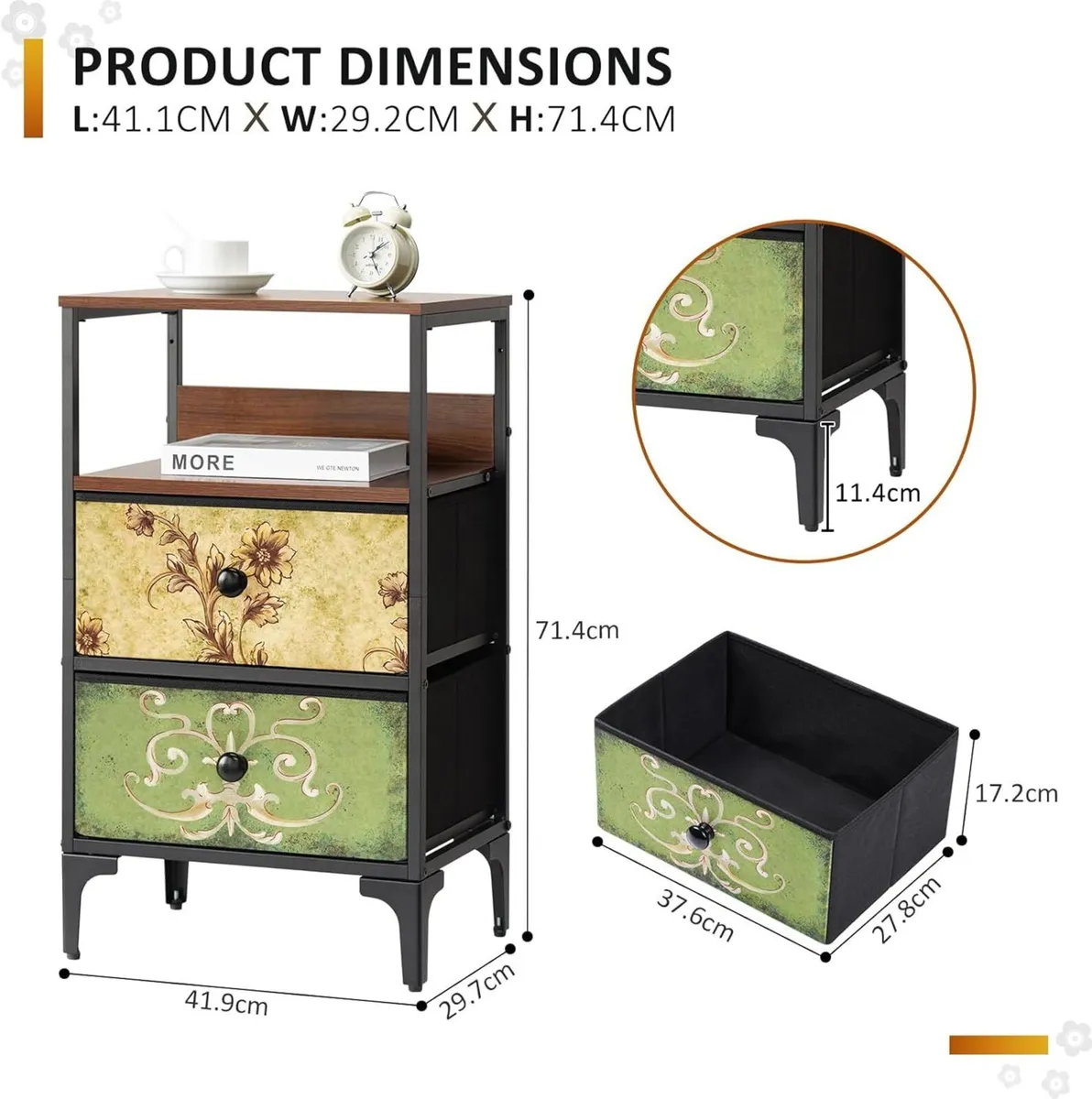 Bedside Tables set of 2 Bed Side Table for - Image 3