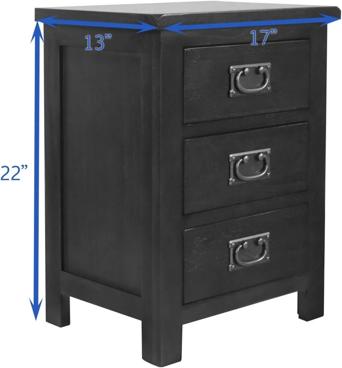 OAK Bedside Table 3 Drawers Walnut NC Paint - Image 3