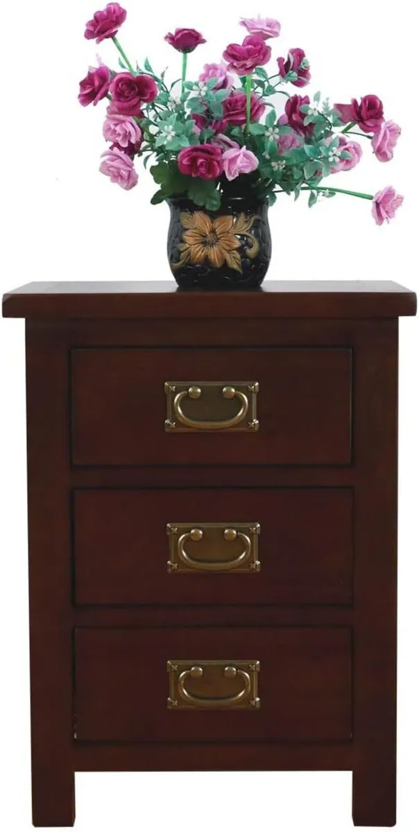 OAK Bedside Table 3 Drawers Walnut NC Paint - Image 4