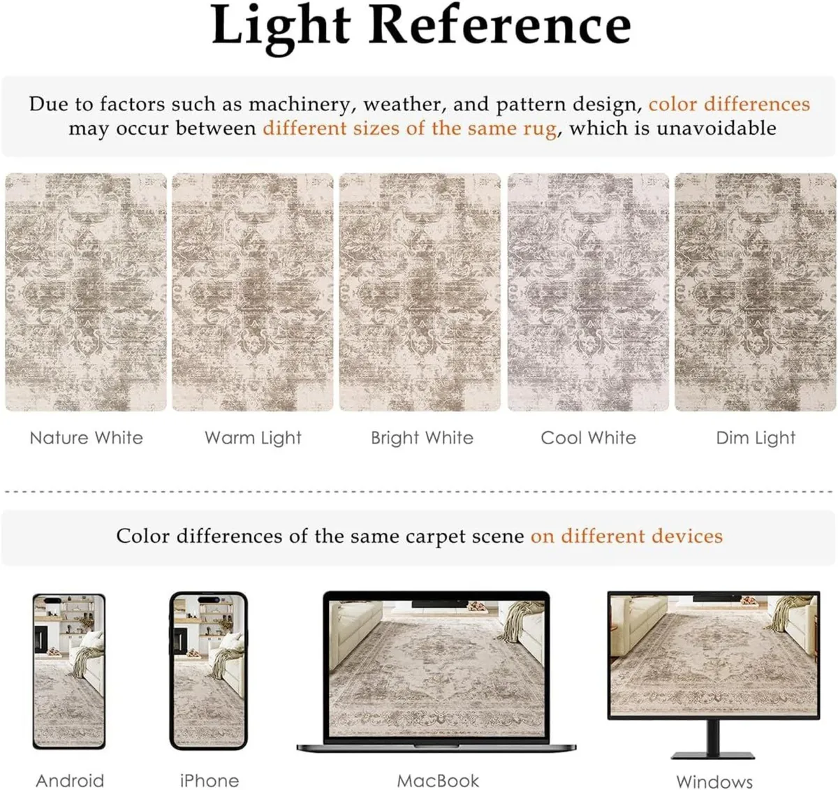 Vintage Beige Rugs Living Room Washable Non Slip - Image 2