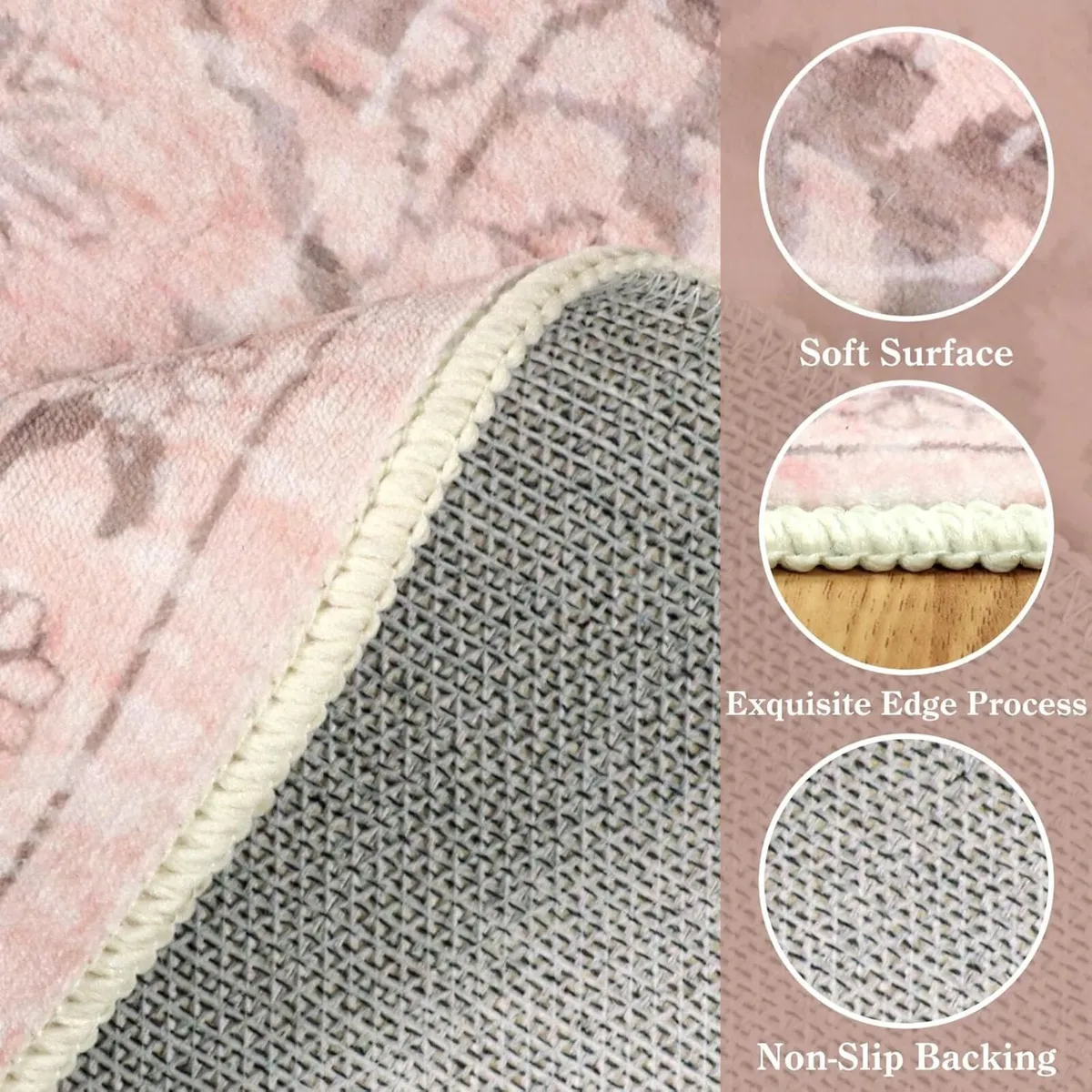 Vintage Area Rug for Living Room 200x290cm Pink - Image 3