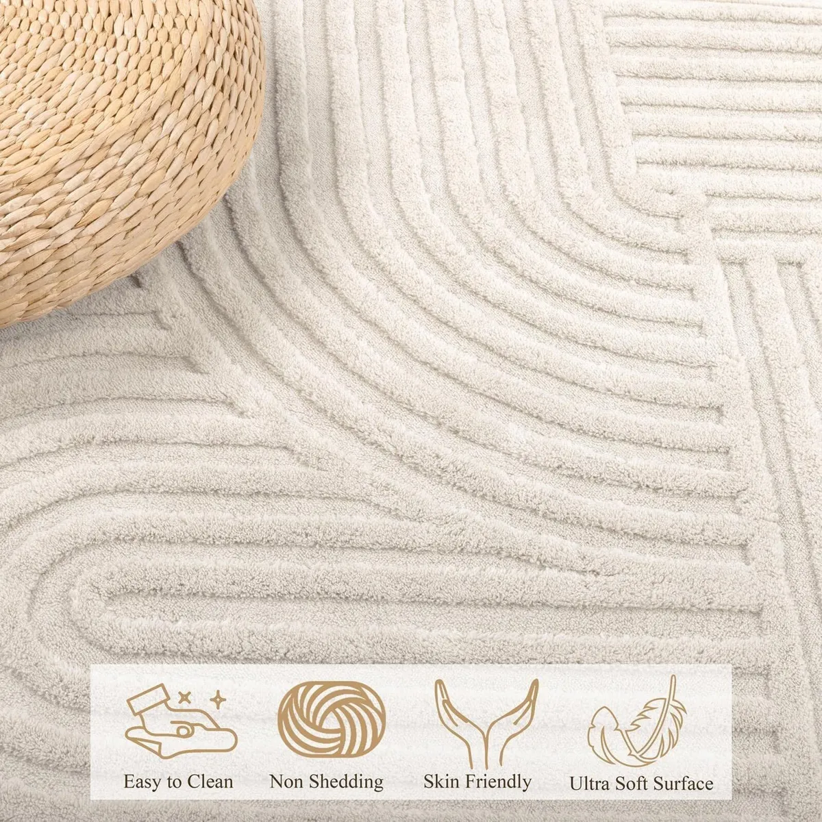 Large Rugs Living Room Fluffy Short Pile Washable - Image 3