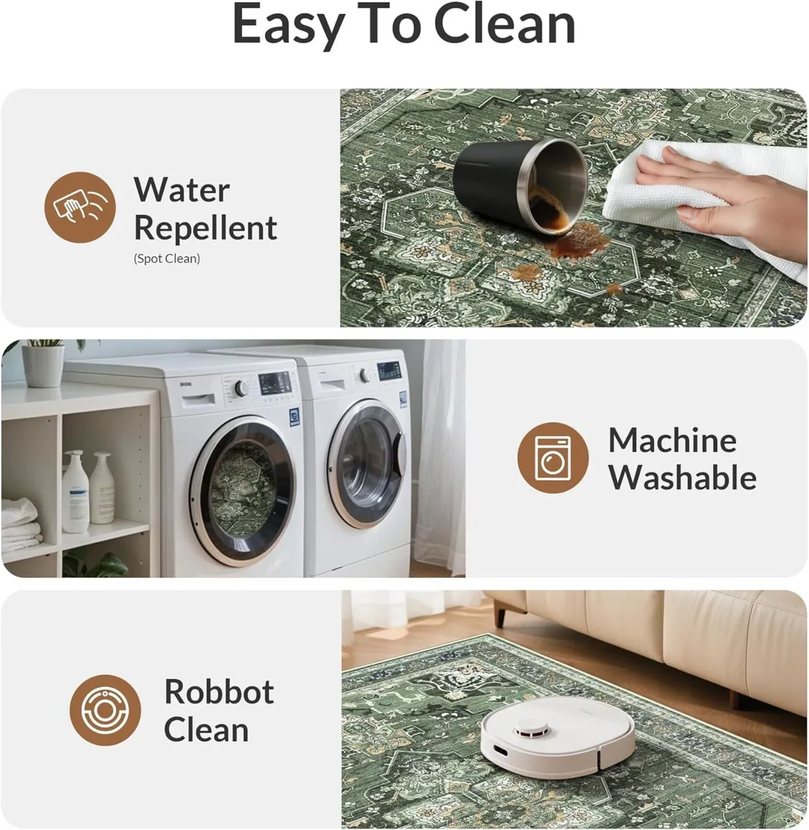 Rugs Living Room 200x290cm – Large Washable Short - Image 3