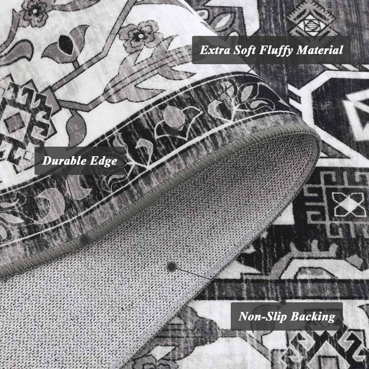 Vintage Living Room Rug 160 x 230cm Large Shaggy - Image 3