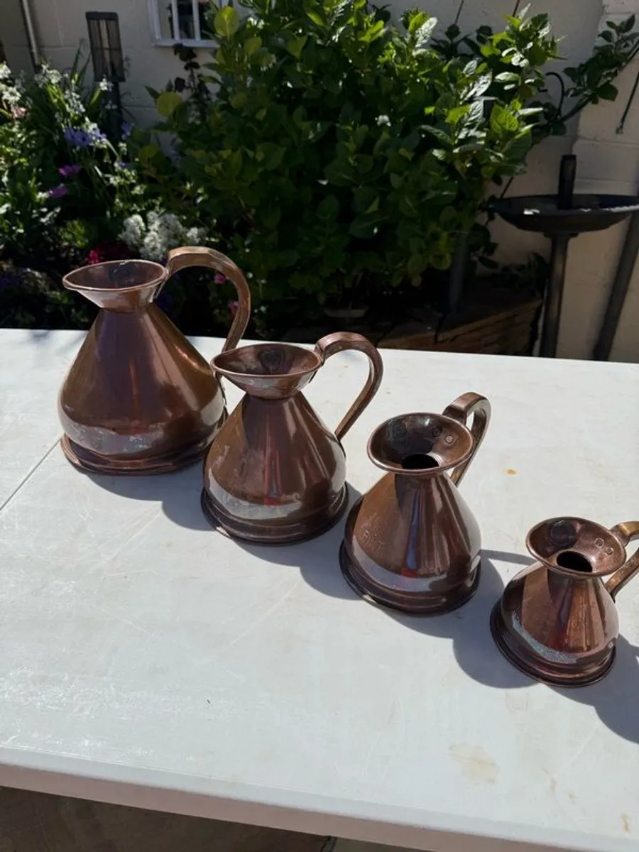 Beautiful antique copper jug set 1/2 gal/quartz/pint & gill size - Image 4