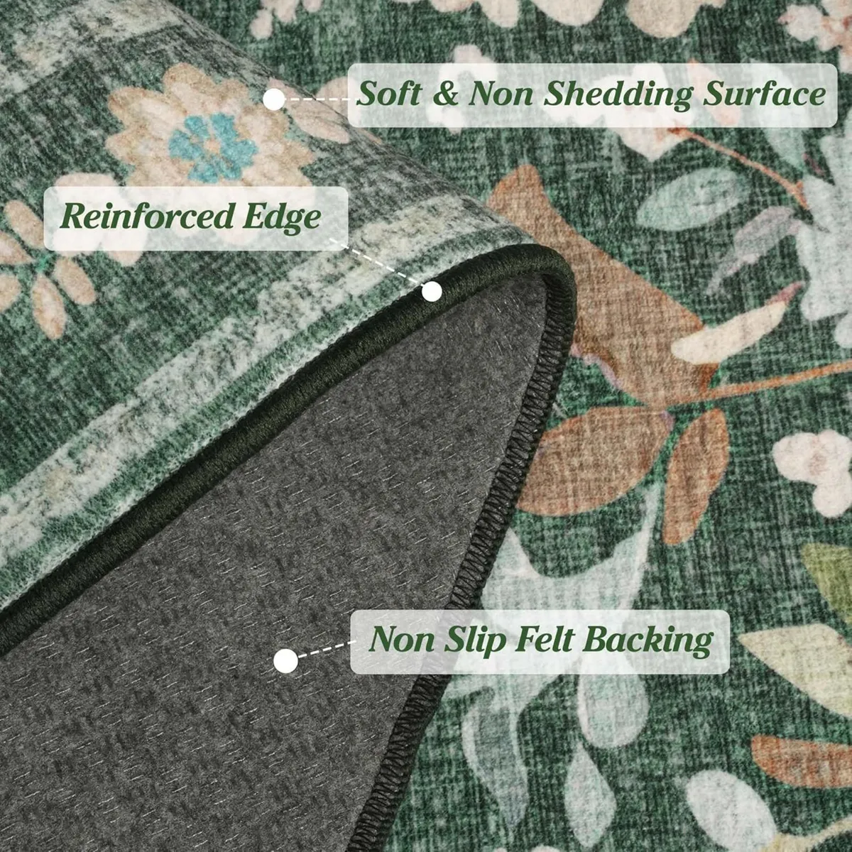 Washable Rugs Living Room Large 160x230cm Green - Image 3