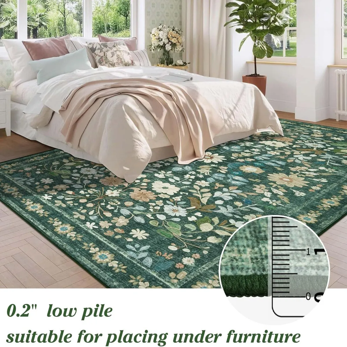 Washable Rugs Living Room Large 160x230cm Green - Image 4