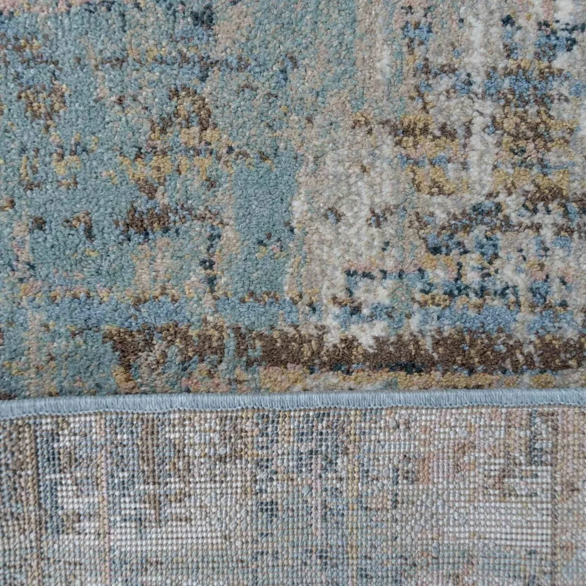 Modern Warm Beige Blue Striped Abstract Lounge - Image 3