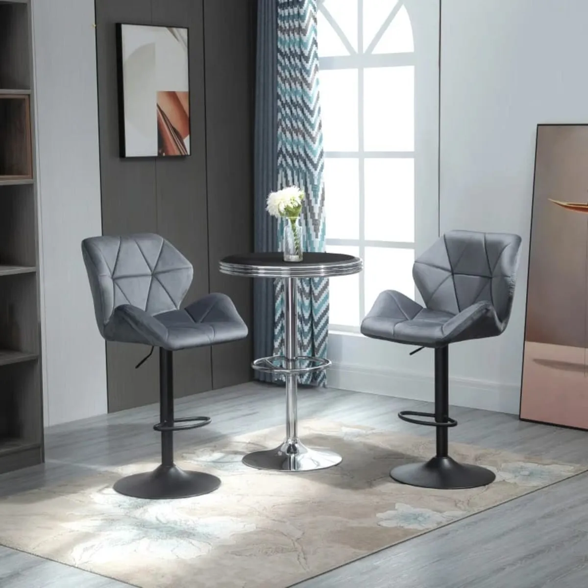 Bar Stool 2-Pack, Padded Bar Chair with Metal Fram - Image 1