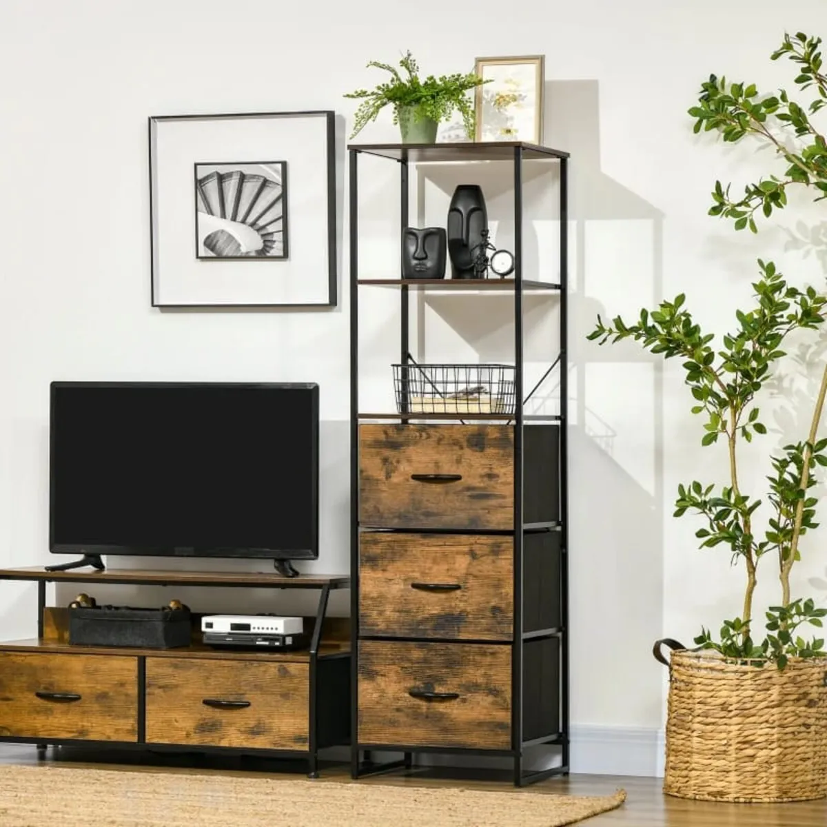 Industrial Storage Cabinet with 2 Open Shelves and - Image 3