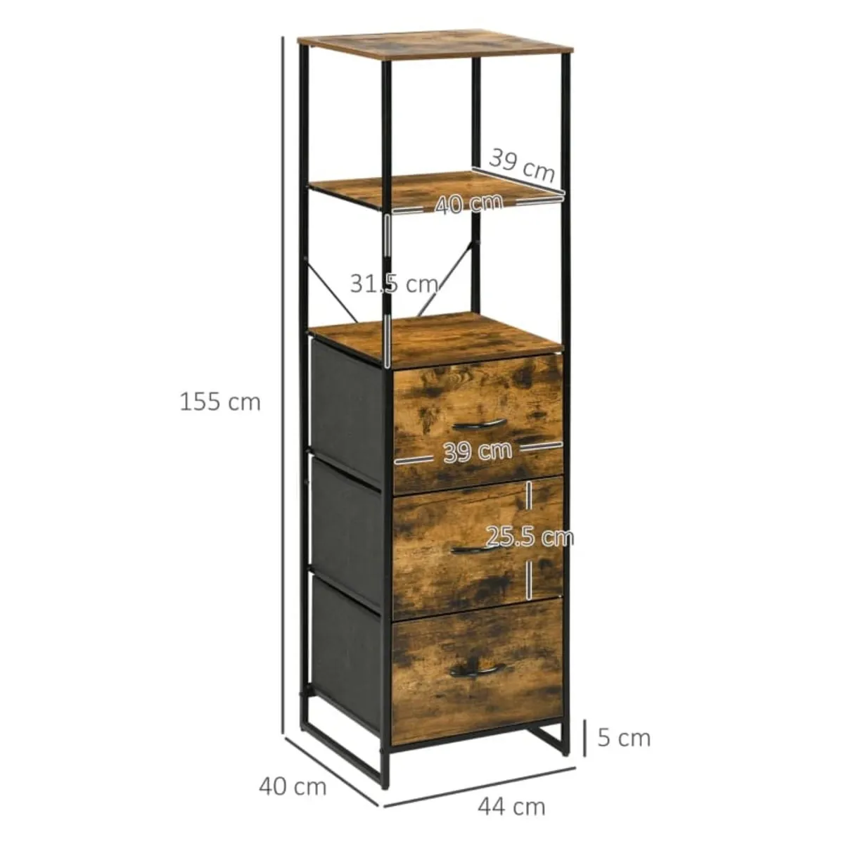 Industrial Storage Cabinet with 2 Open Shelves and - Image 2