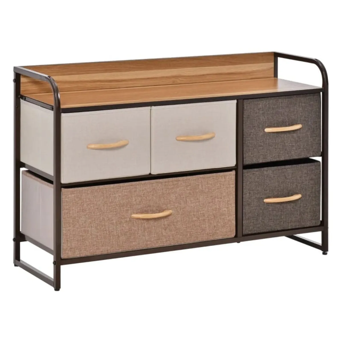 5-Drawer Dresser, Linen Fabric Chest of Drawers, D - Image 1