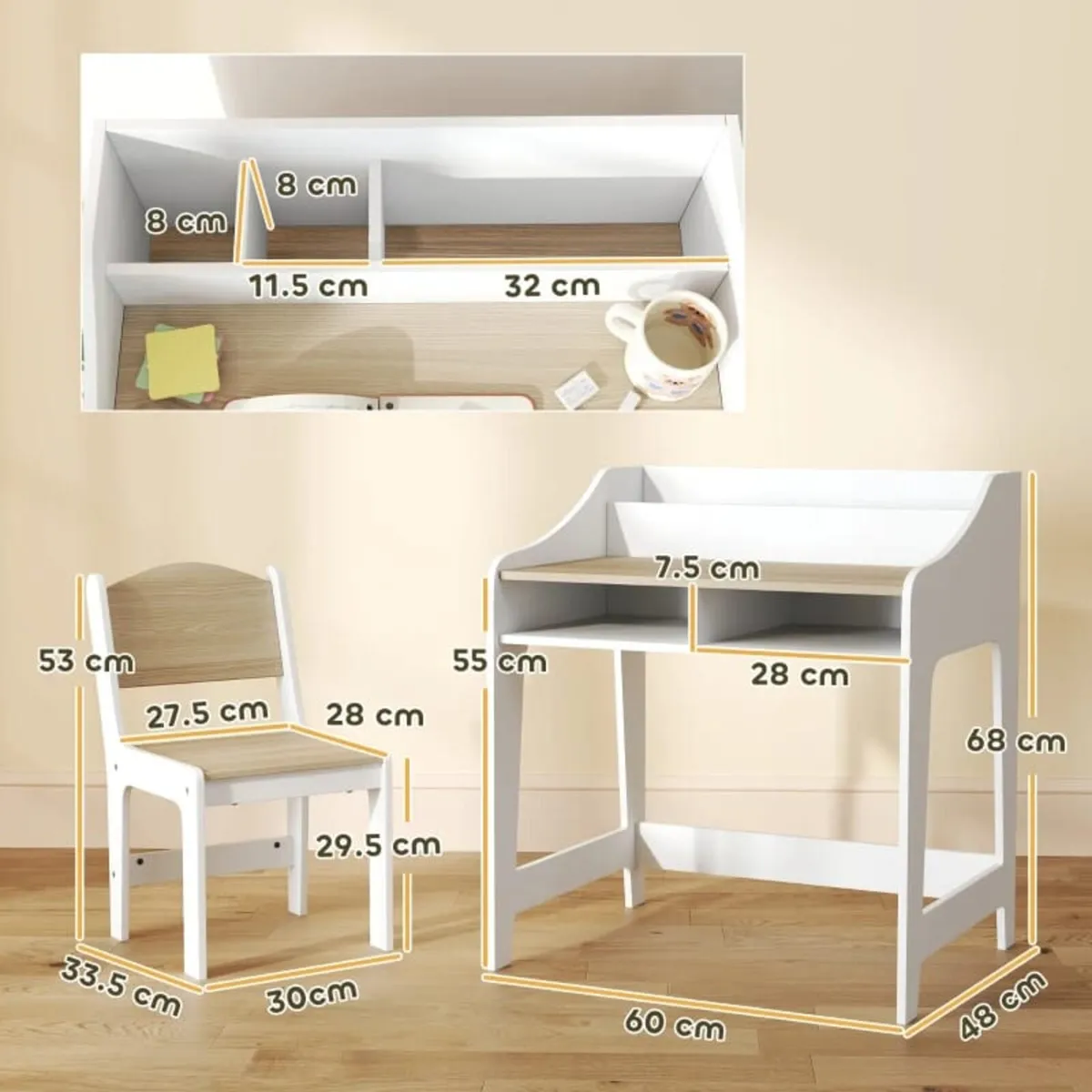Children's Desk Set with Storage, Open Compartment - Image 2