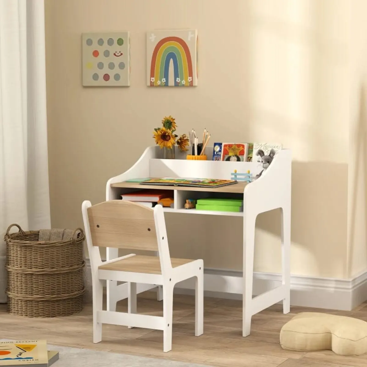 Children's Desk Set with Storage, Open Compartment - Image 3