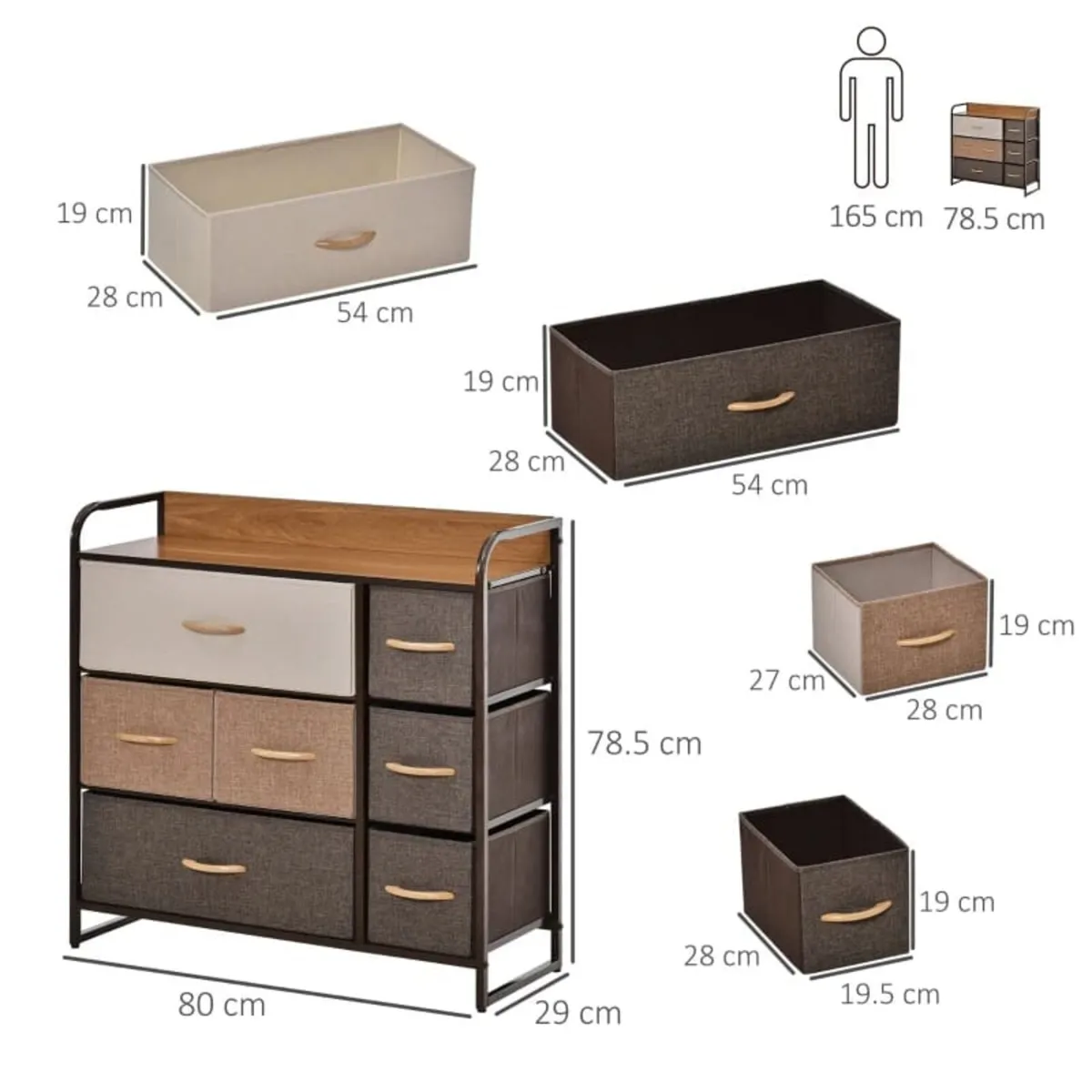 7-Drawer Dresser, Fabric Chest of Drawers, 3-Tier - Image 2