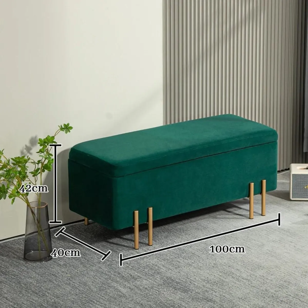 Storage bench, Upholstered bench with storage, Met - Image 3
