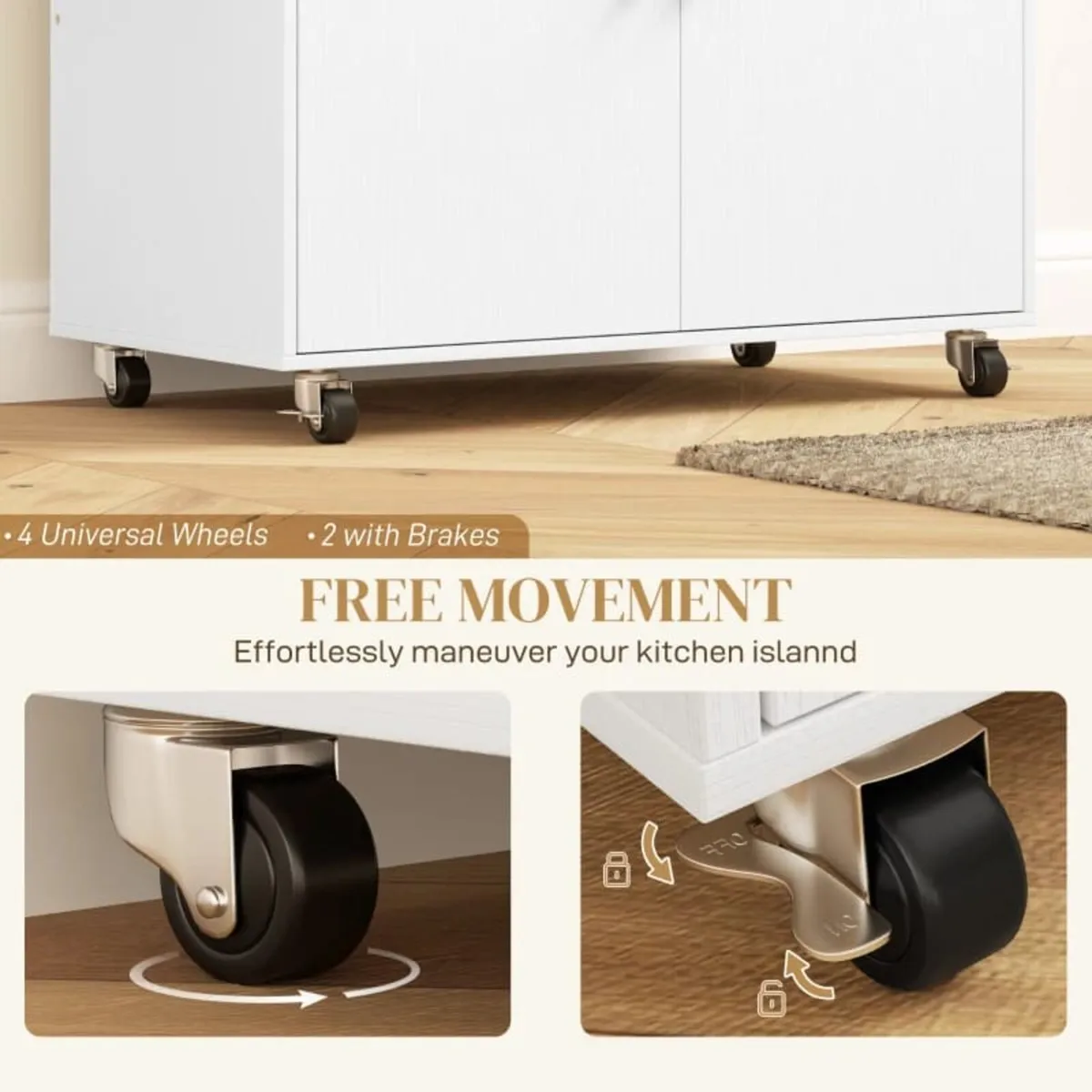 Rolling Kitchen Island with Drop Leaf, Kitchen Sto - Image 3