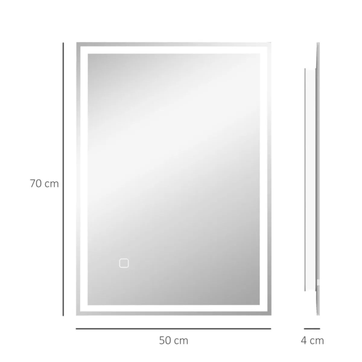 70 x 50cm LED Bathroom Mirror with Lights, Dimmabl - Image 3