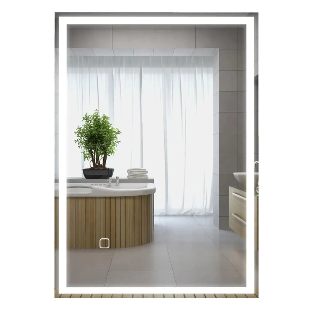 70 x 50cm LED Bathroom Mirror with Lights, Dimmabl - Image 1