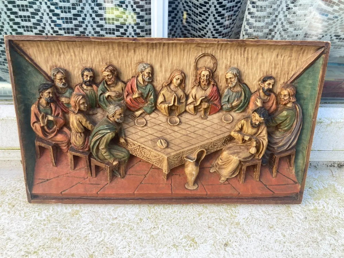 Last supper hand painted wall plaque free postage