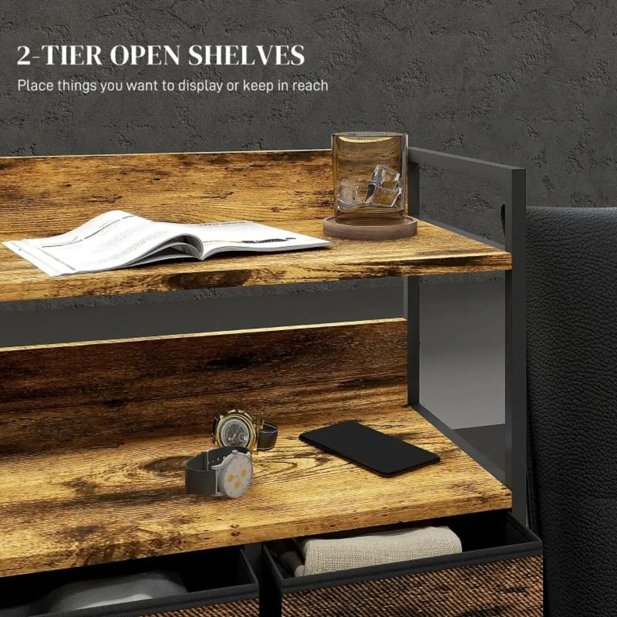 Rustic Chest of Seven Fabric Drawers - Rustic Brow - Image 4