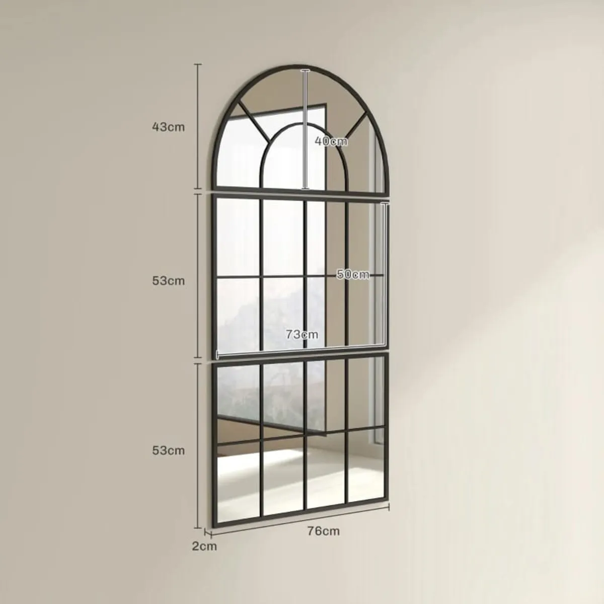 Arched wall mirror window-style wall mirror 3-piec - Image 3