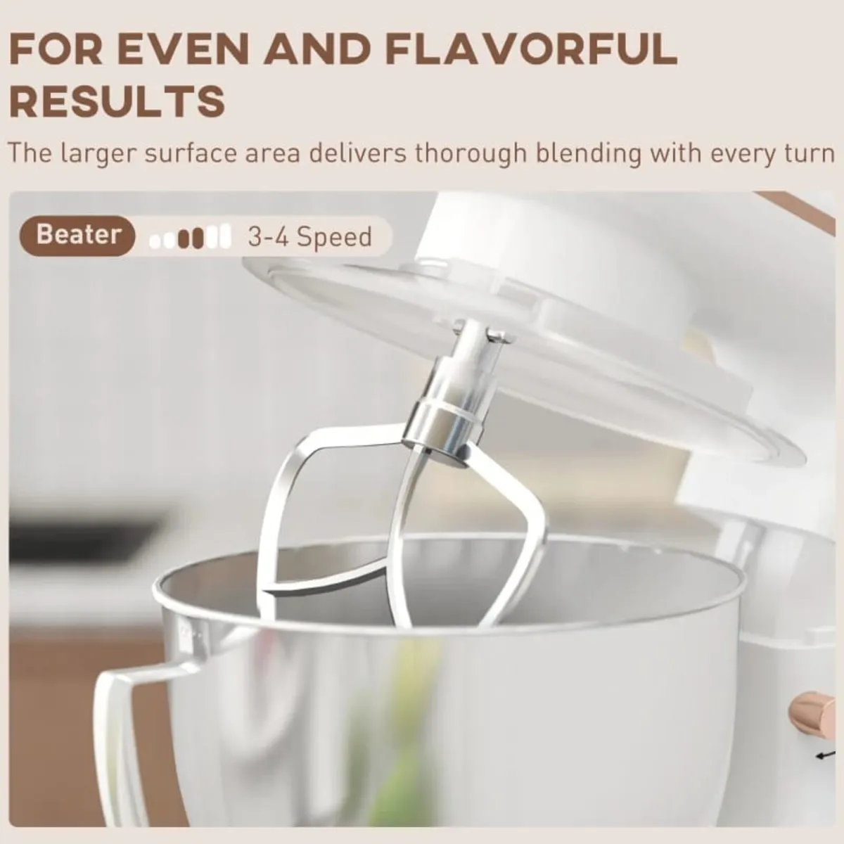 1300W Kitchen Stand Mixer, with Accessories - Whit - Image 4